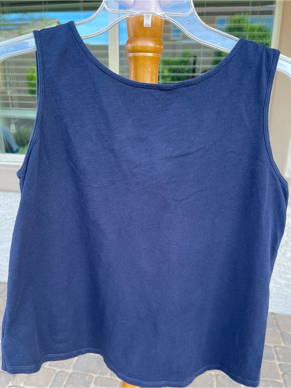 LOFT Navy Tie-Back Scoop Tank 100% cotton